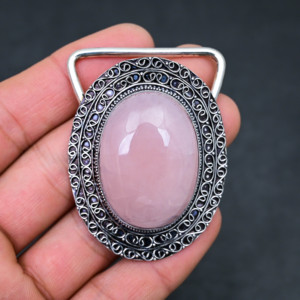 Venta al por mayor de colgantes hechos a mano de plata de ley 925 con cuarzo rosa natural para mujer. - Product Image 1