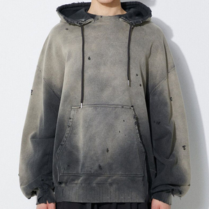 Sweat-shirts pour hommes de haute qualité, effet délavé, personnalisés, en polaire écologique, vêtements de mode streetwear - Product Image 1