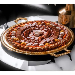 Bandeja y Plato Redondos de Chocolate para Hotel, de Aluminio, Tamaño Grande, Aptos para Lavavajillas, para Bodas y Cenas - Product Image 1