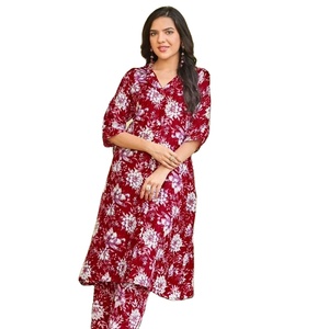<b>Festive</b> Co-Ord Set for Women Rayon Embroidered Quick Dry Wrinkle Free Matching <b>Top</b> and Bottom Wholesale Low MOQ - Product Image 1