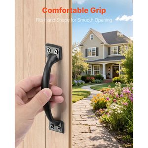 4 maniglie rustiche da 6,5 pollici per cancelli esterni, maniglia per porta da fienile con rivestimento resistente alla ruggine, in acciaio al carbonio resistente per cancelli e recinzioni E - Product Image 5