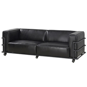 Juego de Sofás Convertibles de Cuero Genuino de Estilo Vintage Minimalista Italiano, Relleno de Espuma, Diseño Industrial Moderno con Ruedas - Product Image 1
