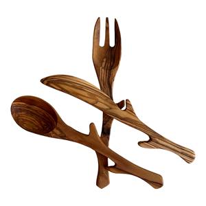 Ensemble de couverts en bois de designer unique, élégant, avec fourchette, cuillère et couteau, idéal pour recevoir des invités, des dîners et un usage quotidien, en provenance d'Inde - Product Image 3