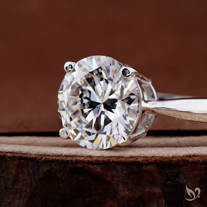 Anillo de compromiso solitario con diamante redondo de 3 quilates cultivado en laboratorio, diseño de tallo pellizcado en oro blanco de 10K, anillo de lujo. - Product Image 2
