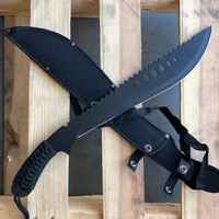 Couteau de survie tactique personnalisé pour l'extérieur avec lame dentelée en acier au carbone, longueur totale de 20 pouces et étui