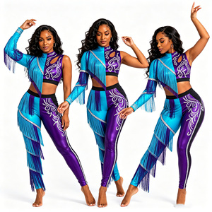 Costumes de danse pour filles OEM Performance Wear, veste de danse à manches longues vert armée, leggings de danse hip-hop, costumes de danse - Product Image 5