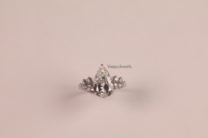 Pear Cut Diamond Engagement <b>Ring</b> , 10K,14K or 18K solid gold & <b>925</b> <b>Silver</b> Leb Grown Diamond igi Certified Classic Style - Product Image 5