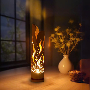 Lámparas de Bambú - Lámparas de Escritorio para Dormitorio - Diseño Costero - Iluminación Ambiental - Hechas a Mano con Materiales Naturales - Bombillas Halógenas - Ajustables - Regulables - Pantalla Amarilla - Product Image 5