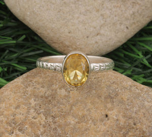 Bague en argent sterling 925 avec citrine naturelle, pierre précieuse jaune taille brillant de luxe pour femme, bijoux pour mariage, anniversaire, fiançailles - Product Image 1