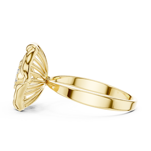 Anillos de oro macizo de 14k para mujer con diamantes de corte redondo minimalista en forma de racimo de flores, para regalo, compromiso, aniversario, boda - Product Image 2