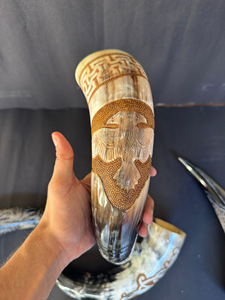 Jarra de Cerveza Vikinga de Cuerno, Taza Tradicional Hecha a Mano, Jarra Escandinava Rústica Medieval para Bar - Product Image 4