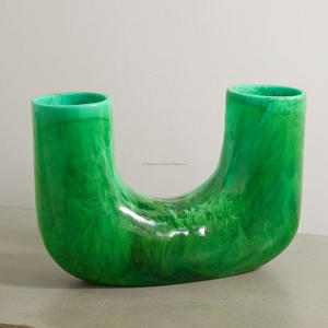 Jarrón moderno para decoración del hogar, florero lineal de resina de alta calidad de doble tubo para suelo en color blanco para mesa de rfcrafts - Product Image 5