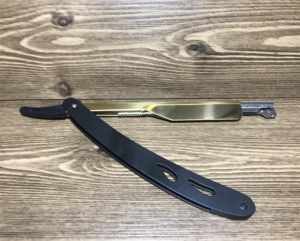 มีดโกนหนวดตรงสแตนเลสอย่างดีเคลือบโลโก้ร้านตัดผมมืออาชีพ พร้อมใบมีดแบบโชว์ - Product Image 5