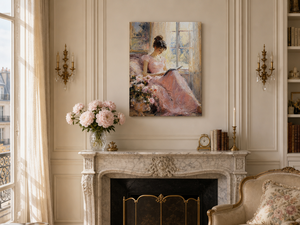 Peinture à l'huile impressionniste Jeune <span class=keywords><strong>femme</strong></span> lisant en robe rose Portrait sur toile Art mural pour salon Chambre à coucher - Product Image 4