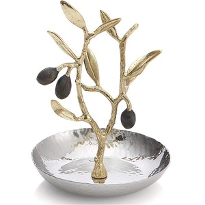 Corbeille à fruits en métal avec support floral doré, style glamour poli, fait main, plat de service décoratif pour présentation sur table - Product Image 6