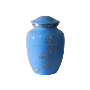 Urnes funéraires en aluminium de haute qualité pour animaux de compagnie avec empreinte de patte urnes funéraires en métal fini étain et marbre bleu pour cendres humaines - Product Image 5