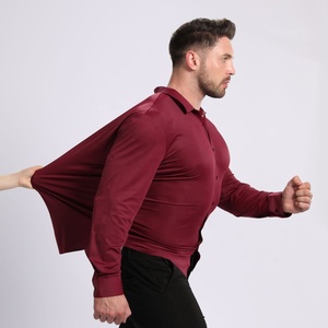 Camisa de Vestir Formal de Manga Larga para Hombre, 85% Poliéster, 15% Elastano, Color Sólido, Sin Costuras, Elástica, con Botones, para Negocios - Product Image 5