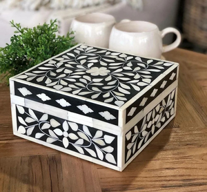 Luxury Handmade Bone Inlay Jewelry <b>Box</b> with <b>Floral</b> Design Wooden Storage Organizer for Rings Earrings Necklace Gift <b>Box</b> - Product Image 5