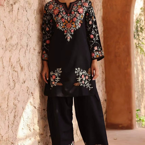 <b>Presenting</b> New <b>Eid</b> Special Roman Silk Suit Set Embroidered With Farshi Salwar - Product Image 1