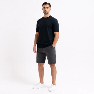 Custom Logo Summer Casual Breathable Quick Dry Canvas Sweat Shorts for Men Cotton <b>Elastic</b> Waist Drawstring Closure with Pocket - Product Image 1