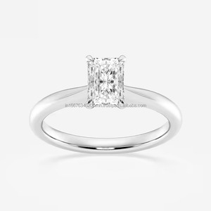 Anillo de compromiso de aniversario de boda con corte radiante creado en laboratorio certificado IGI de oro de 14 quilates para mujer - Product Image 5