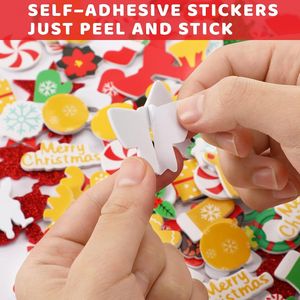 300 Pezzi di Adesivi Natalizi in Schiuma Glitterata Autoadesivi Decorativi per Artigianato, Biglietti d'Auguri, Decorazioni per Feste in Casa - Product Image 2