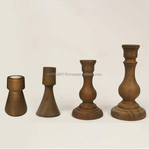 Bougeoir en bois à finition antique pour une décoration intérieure royale classique, fabriqué avec soin pour un design luxueux - Product Image 2