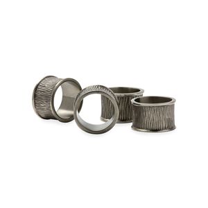 Handmade Metal Napkin Ring Set for Dining Table Decor Rustic Textured Silver Finish Tableware for Wedding and Hotel Napkin Ring - Product Image 1
