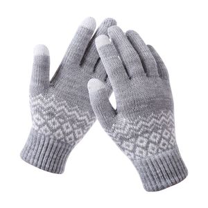 Gants thermiques d'hiver en jacquard tricoté double couche, longueur poignet, compatibles écran tactile, pour activités extérieures, fabriqués au Vietnam - Product Image 3