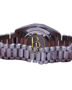 Montre unisexe de luxe Briva à chiffres romains, bracelet carré en acier inoxydable, mouvement à quartz analogique, verre cristal, affichage jour/date, écologique - Product Image 4