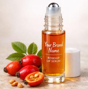 Sérum pour les lèvres infusé à l'huile de rose musquée, formule hydratante, anti-âge et réparatrice pour les lèvres sèches, gercées et craquelées, vente en gros, marque privée OEM - Product Image 1