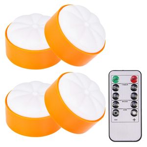 Set di 4 Luci LED a Forma di Zucca per Halloween, Funzionamento a Batteria, 2 Modalità di Illuminazione, 4 Impostazioni Timer, Telecomando, Luci Decorative per Halloween - Product Image 3