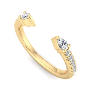 Anillo abierto de lujo en oro rosa con diamante talla pera y banda minimalista ajustable, apilable, joyería de moda para mujer - Product Image 2
