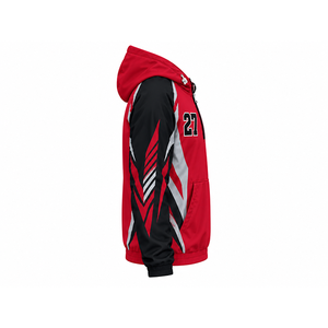 Sweat à capuche personnalisé pour équipes sportives Blaze, rouge, noir, blanc, avec demi-fermeture éclair, pull-over, veste avec numéro de joueur personnalisé, entraînement athlétique - Product Image 5
