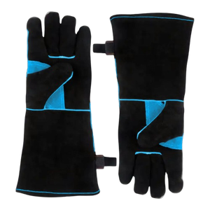 Wholesale Customized OEM Logo Black Cowhide Split Leather CE Certified Anti-Vibration <b>Fire</b> Resistant Welding Safety Gloves - Product Image 5