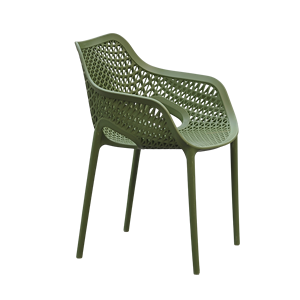 Silla de Comedor Moderna TM06 de Aluminio Verde Botánico con Asiento de Malla |   Silla Apilable para Jardín, Cafetería, Patio, Hotel - Product Image 1