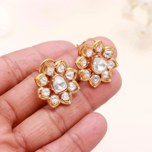 Pendientes de Loto Kundan Polki al por Mayor, Chapados en Oro de 22K, Joyería Nupcial India para Mujer, Regalo para Ella - Product Image 3