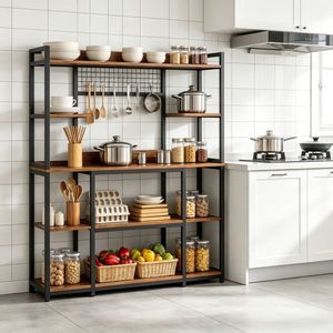 Scaffale Metallico Industriale Portatile e Pieghevole per Camera da Letto, Soggiorno, Ufficio e Garage, Stile Moderno, Scaffale da Cucina - Product Image 4