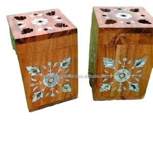 Brûleur d'encens élégant en bois coulé à la main en résine de nacre incrustée porte-bakhoor de qualité supérieure pour parfum de maison, ramadan - Product Image 2
