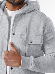Mens Hooded Sweatshirt 100% Cotton Fleece Regular Fit Solid Color Casual Autumn Wear Pockets Heat Transfer Printed Customizable - Product Image 5
