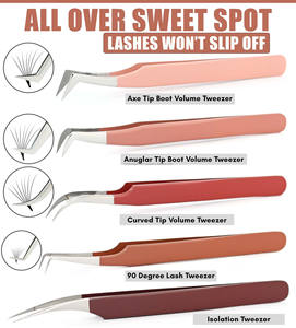 Eyelash Tweezers Fiber Tip Lash Extension Tweezers Stainless Steel 45° Straight Volume Lash Tool - Product Image 4