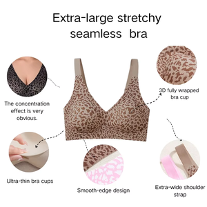 บราไร้โครงแบบยกกระชับลายเสือดาวสุดเซ็กซี่ ขายส่งจากโรงงาน รับทำโลโก้ บราเนื้อนุ่ม ระบายอากาศได้ดี ไซส์พลัส ไร้ตะเข็บ สำหรับผู้หญิง - Product Image 6