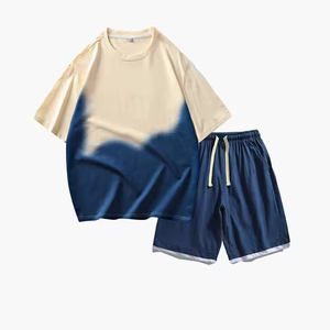 Ensemble de survêtement homme en satin, coton et polyester, le plus vendu, avec logo personnalisé, chemise de plage à manches courtes et short respirant, deux pièces - Product Image 3