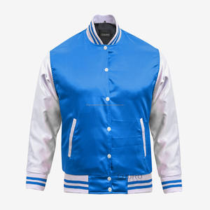 Chaqueta bomber bordada de satén para hombre personalizada, cortavientos para correr con cuello levantado para invierno para hombres de servicio - Product Image 1