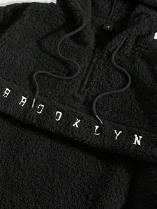 Sudadera con capucha de forro polar Sherpa premium, gruesa, de lana de cordero, cálida, con media cremallera, extragrande, cortavientos, para invierno, informal, para exteriores, para hombre, DDP - Product Image 5
