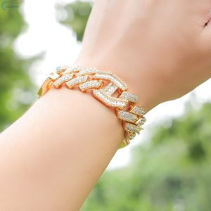 Bracelet Miami Cuban Link 20MM serti de moissanite incolore taille baguette, style Hip Hop - Product Image 3