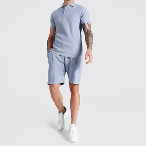 High Quality Men's <b>Twin</b> <b>Set</b> Breathable Summer Streetwear Casual T-Shirt and Short with Customized Colors & Logo - Product Image 1