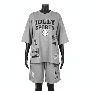 Ensemble short en jersey mesh premium pour femme, respirant, polyester doux, gris, logo personnalisé imprimé, ensembles pour femme 100% coton - Product Image 6