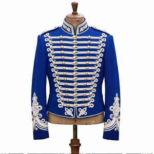 Veste Hussar Unisexe en Coton et Nylon Respirant à Manches Courtes, Broderie Blanche, Boutons Dorés, Manteau Formel Croisé pour Adulte - Product Image 3