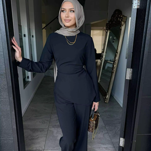 Minimalist Modern Muslim Abaya Women Casual <b>Boat</b> Neck Long Sleeve Breathable Quick Dry Lightweight Dubai Modest Everyday Maxi - Product Image 1